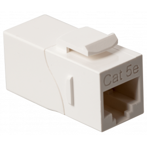 RJ-45 socket coupler, unshielded, 90 degrees, category 5E, Keystone form-factor, white